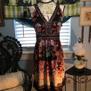 ICE petite low v neckline and back satin sleeveless tie waist dress